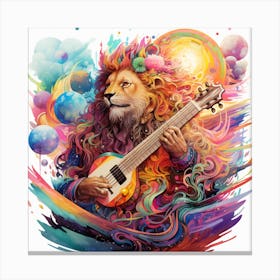 Lion With Guitar Canvas Print