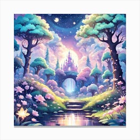 A Fantasy Forest With Twinkling Stars In Pastel Tone Square Composition 250 Canvas Print