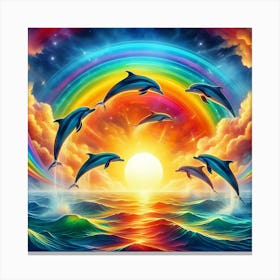 Dolphins In The Ocean Canvas Print