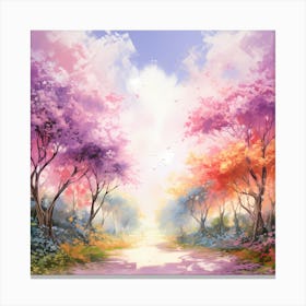 Whispers of Blooms: Impressionistic Oasis Canvas Print
