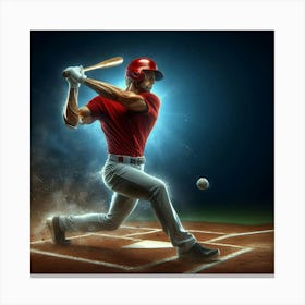 Baseball Player Swinging A Bat 2 Canvas Print