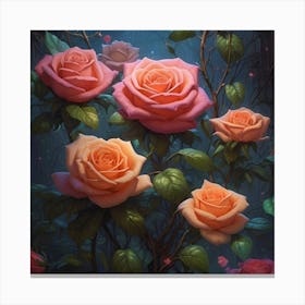 Roses In The Dark Canvas Print