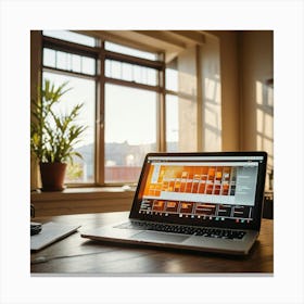 Laptop On A Desk Canvas Print