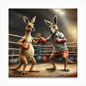 Kangaroo Boxing 12 Canvas Print