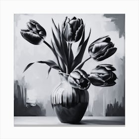 Black And White Tulips Canvas Print