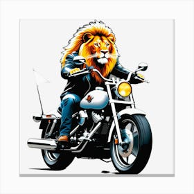 Lion On A Motorcycle Canvas Print