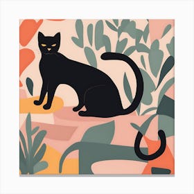 Matisse inspired Black Cat Canvas Print