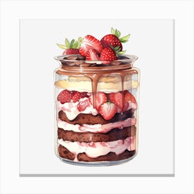 Strawberry Cake In A Jar 1 Canvas Print