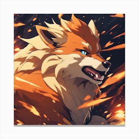 Wolf In Flames Canvas Print