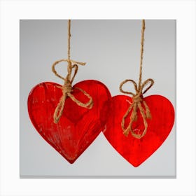 Two Red Hearts Canvas Print