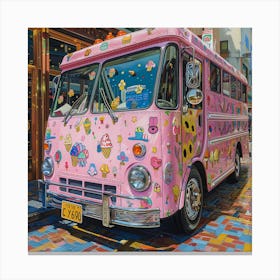 Pink Ice Cream Truck Canvas Print