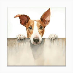 Dog Peeking Over The Wall 19 Canvas Print