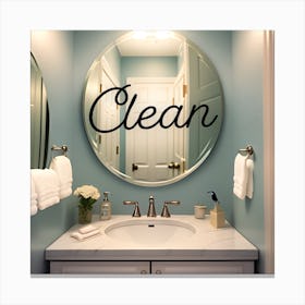 Clean sign Bathroom Mirror Canvas Print