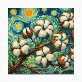 Van Gogh style, Cotton Flower branch Canvas Print