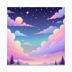 Sky With Twinkling Stars In Pastel Colors Square Composition 162 Canvas Print