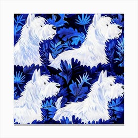 Blue And White Westie Canvas Print