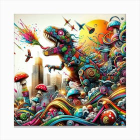 Psychedelic Dinosaur 6 Canvas Print