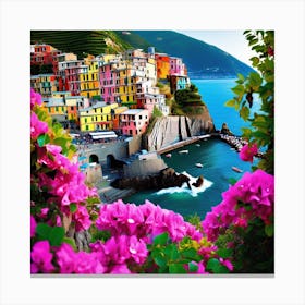 Cinque Terre Italy A Vibrant 1 Canvas Print