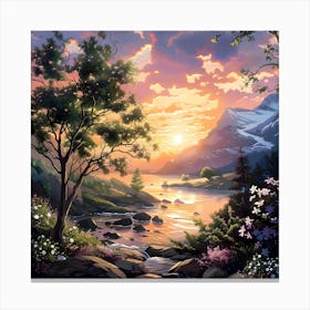 Sunset Symphony In The Highland Valley Canvas Print