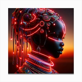 African Neon Princess 1 Vintage Canvas Print