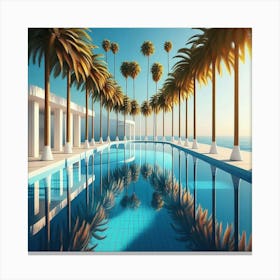 Palm Trees In The Pool 2 Canvas Print