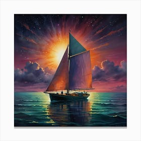 Sunset Sailboat Canvas Print