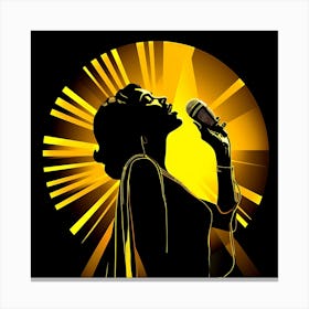 Silhouette Of A Woman Singing Canvas Print