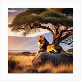 Lion In The Savannah 2 Canvas Print