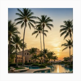 Sunset At The Resort Canvas Print