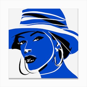 Blue Woman With Hat 1 Canvas Print