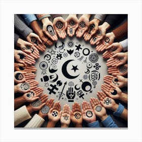 Islamic Symbols On Hands Canvas Print