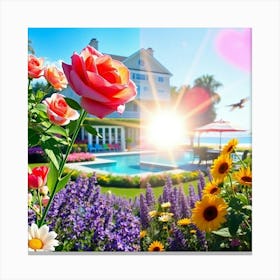 Roses In The Garden 3 Canvas Print