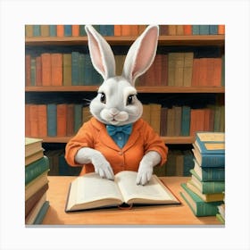 Rabbit Reading Book 1 Canvas Print