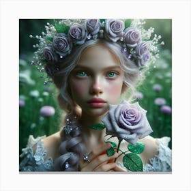 Fairy Girl With Roses 1 Canvas Print