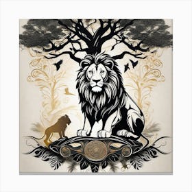 Lion And Tree 2 Canvas Print