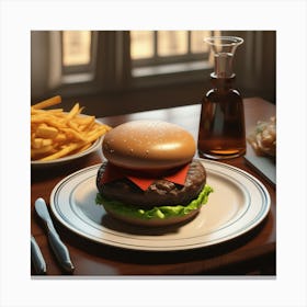 Burger And Fries 13 Canvas Print