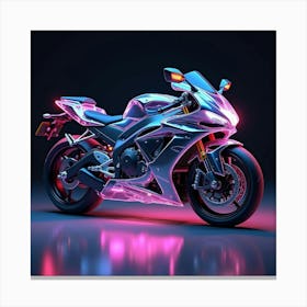 Super Bike With Transparent Body Panels And Neon Highlights 1 Canvas Print