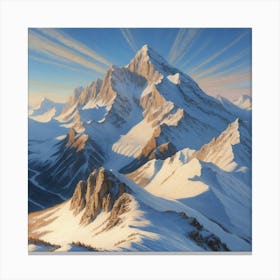 Snow-capped mountain peak at sunrise Canvas Print