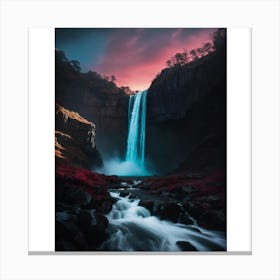 Waterfall At Sunset 1 Canvas Print