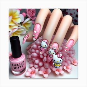 Hand with Hello Kitty nails Canvas Print