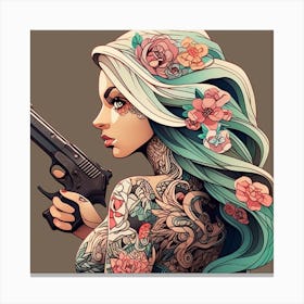 Hunzinator Lady Gaga With Tattoos Canvas Print