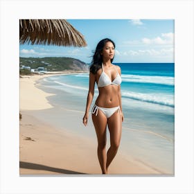 Woman In A Bikini On The Beach Canvas Print