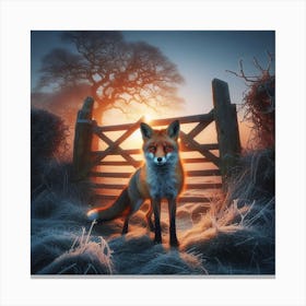 Fox At Sunrise Canvas Print