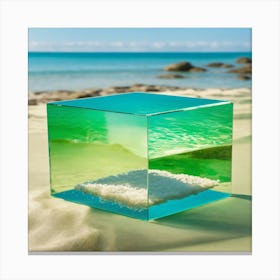 Glass Cube On The Beach 2 Canvas Print