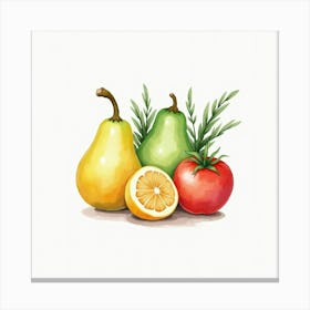 Elegant Watercolor Artwork Of Fresh Produce In A Stylish And Serene Presentation 1 Canvas Print