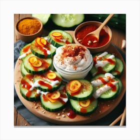 Cucumbers And Dip Canvas Print