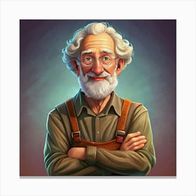 A Portrait Of A Smiling Old Man With A White Beard Canvas Print