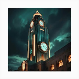 Clock Tower At Night 1 Canvas Print