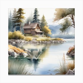 Cabin By The Lake 2 Canvas Print