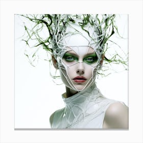 Portrait Of A Woman With Green Hair Canvas Print